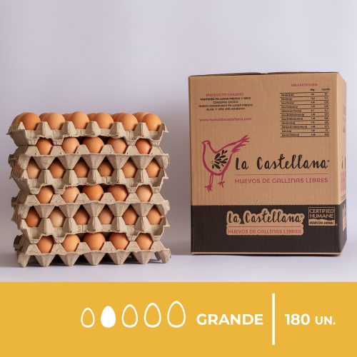 caja de huevos de gallina feliz primera color 180 unidades
