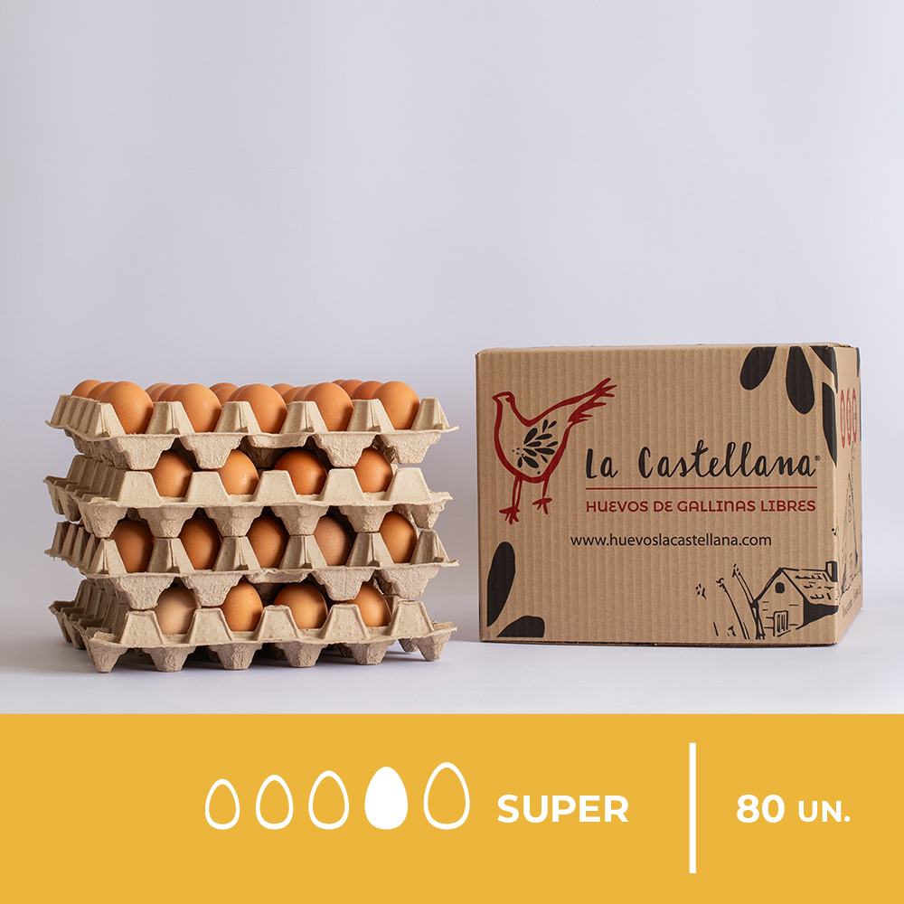 caja de huevos de gallina feliz super color 80 unidades